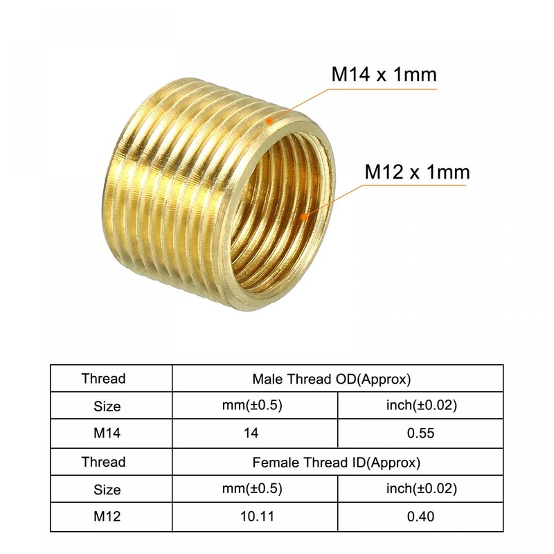sourcing map Thread Reducing Nuts Insert M14 x 1mm Male