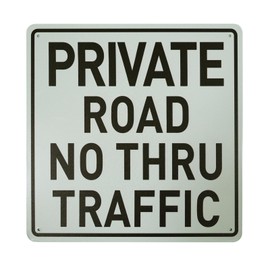 BTHUKO Private Road No Thru Traffic Sign, No Trespassing Sign, Private Drive Sign, 12"x 12" Aluminum Sign