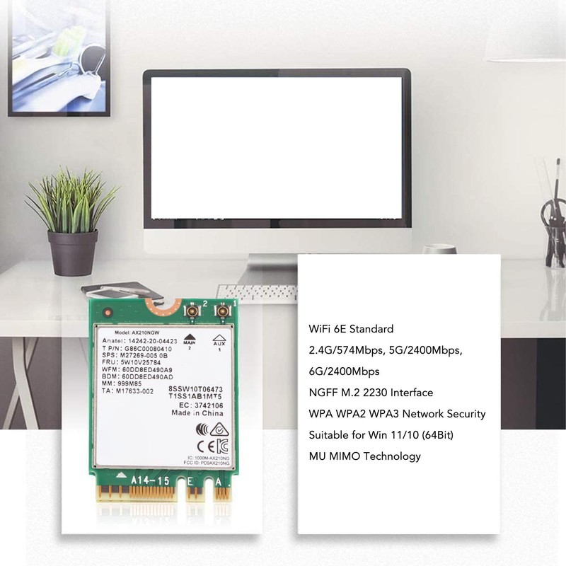 WiFi 6E Wireless Card 2.4G 5G 6G 5400Mbps NGFF M2