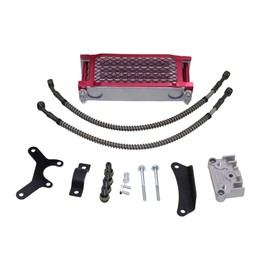 Trkimal Engine Oil Cooling Kits Cooler Radiator for Pit Dirt Bike ATV Motorcycle Quad Motorbike 125CC 140CC Tao Tao Bosuer KAYO Apollo Gold Xmotos (Red Radiator Kits)