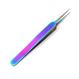 OdontoMed2011® Stainless Steel Multi Rainbow Color 3D Eyelash Extension Tweezers A Type Straight Jewelry-Making, Laboratory Work