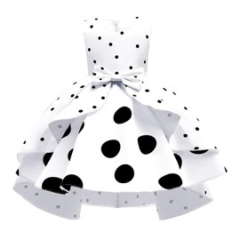 Lito Angels Dalmatians Costume White and Black Polka Dot Fancy Dress Up for Kids Girls Birthday Party Outfits Age 3-4 Years 287