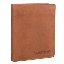 STILORD 'Marc' Men's Leather Wallet in Gift Box Vintage Wallet for Credit Cards Change Wallet Vertical Genuine Leather, Girona - Brown, coin purse
