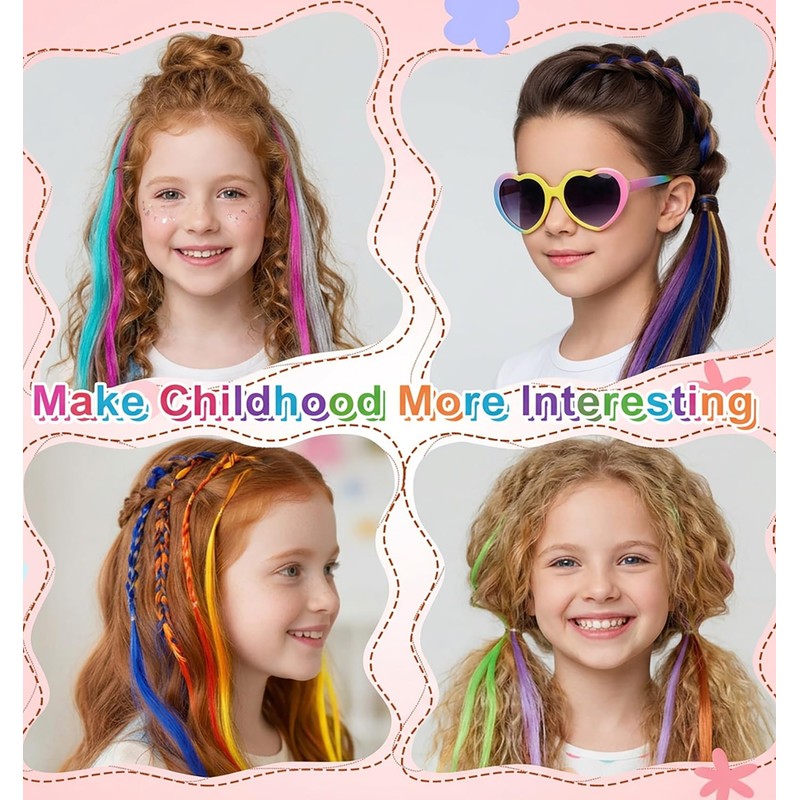12 Pcs Clip in Hair Extensions, Colorful Hair Extensions for