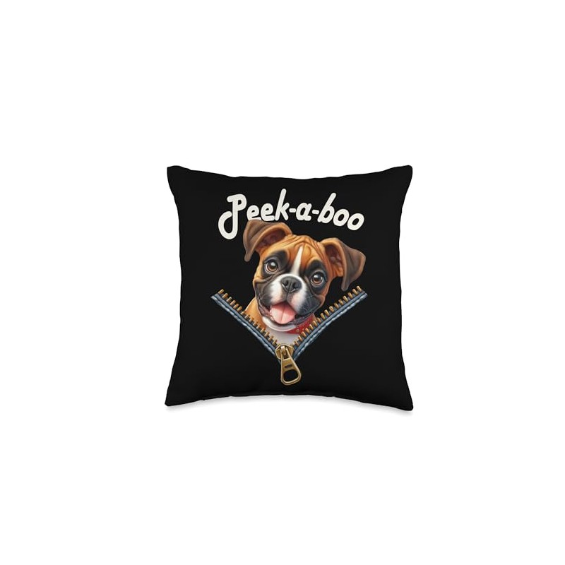 Funny - Peek-a-boo - Boxer Throw Pillow
