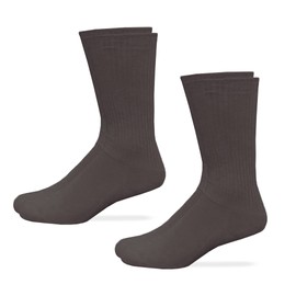 Carolina Utlimate Non Binding Cotton Seamless Toe Crew Socks 2 Pair Pack (Brown, Large)