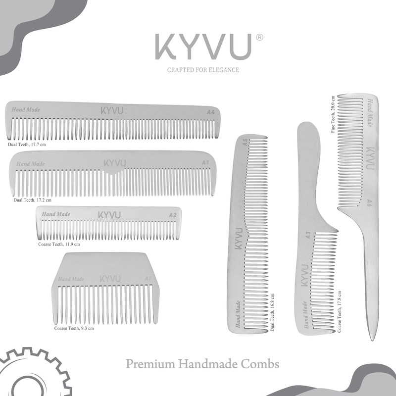 KYVU A5 Handmade 16.8 cm Dual-Tooth Aluminium Comb