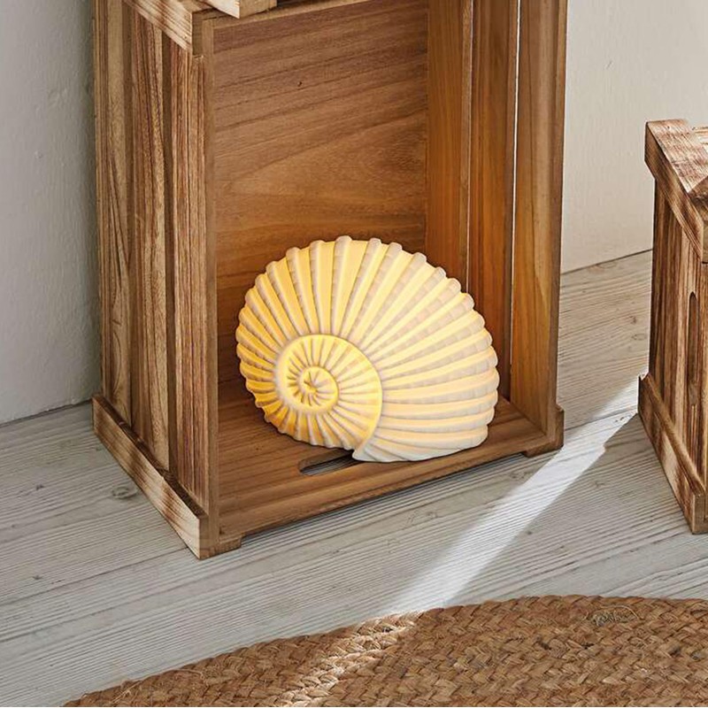 Frank Flechtwaren LED Shell White, Dimensions: 18 x 9 x