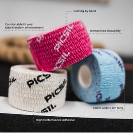 PiICSIL Tape, Elastic Sports Tape, Bandage to Protect Fingers, Bandage for Crosstraining, Gym, Weightlifting, Calisthenics, Sweat and Water, Pack of 3