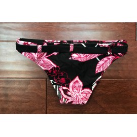O'Neill Women's Extra Small Belted Black, Pink and White Bikini Swim Bottom