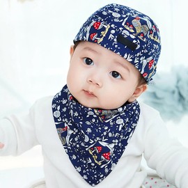LONTG Baby Bandanna Headband Cotton Newborn Baby Hat Baby Boys Girls Bonnet Hat with Neckerchiefs Bibs Kids Toddler Pirate Hat Elastic Adjustable for 3 6 12 Months