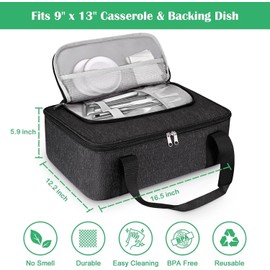 KENOBE Casserole Carrier for Hot or Cold Food, Insulated Casserole Dish Tote Bag