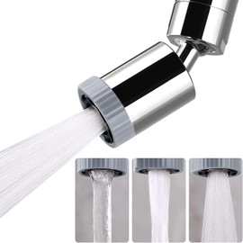 Aireador de Grifo Giratorio, Boquilla de Grifo de 3 Funciones, Accesorio de Grifo de Fregadero de Cocina de Ángulo Grande de 360°, Extensión de Grifo para Fregadero de Cocina con Rosca Hembra de 55/64