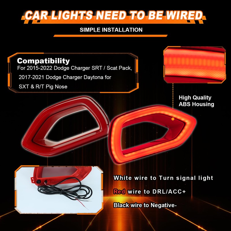 Vektoris Front Bumper LED Grille Lights for 2015-2022 Dodge Charger