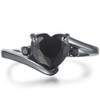 Black Gold Plated Heart Shaped Stone Solitaire Style Wedding Engagement