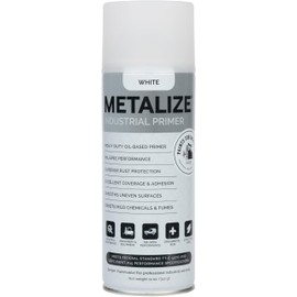 METALIZE Paints For Industry Industrial Primer, Aerosol Spray Primer - Steel Metal Iron Machinery - 1 Can (White Primer) 2-S-1757