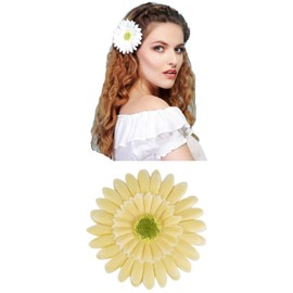 Paquete de 18 pinzas de seda sintética con diseño de margaritas de girasol y flores para el pelo, con lazo, con broche de cocodrilo, accesorio para fiestas de playa africana