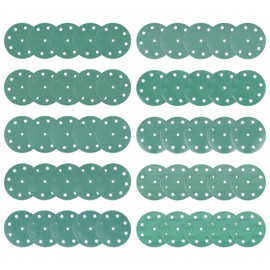 Kozelo 50pcs Green Film Sanding Discs - [5 Inch 60-800 Grits 9 Hole ] Round Aluminum Oxide Hook & Loop Wet Dry Sander Pads for Wood Metal Polishing Use| Zirconium Corundum Sandpaper