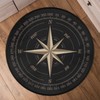 Compass Rose Round Area Rug, Artwork Black Non-Slip Circle Rug