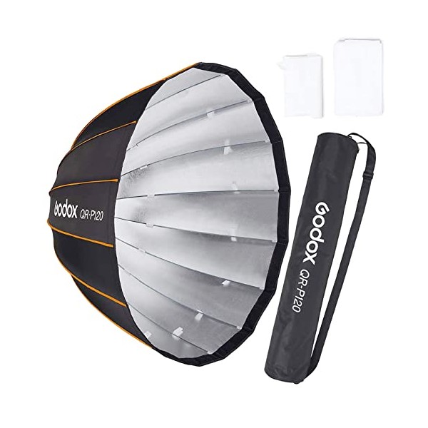 Godox QR-P120 47 Inch Parabolic Softbox Bowens Mount, Quick-Setup Quick-Folding,