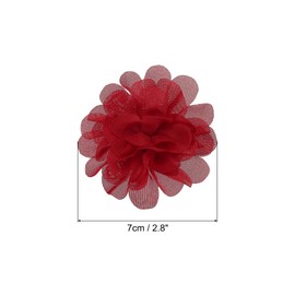 PATIKIL 10 Pieces 2.8 Inch Chiffon Flowers Mesh Fabric Flowers Sewing Fabric Ornaments Headband Embellishments for DIY Crafts Wedding Decor Red