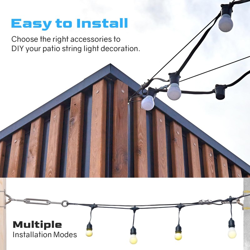 NEREUS String Light Hanging Kit with 164 Ft Vinyl Coated