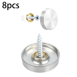 Runseaway 8PCS 25mm/1” Mirror Screws Decorative Cover Caps, Stainless Steel Sign Advertising Screws, Mirror Screw Fasteners Nails, Brushed Silver