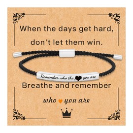 Your Always Charm Remember Who The F You Are Bracelet Dont Let The Hard Days Win Bracelet Motivational Bracelet for Women Braided String Inspirational Gifts