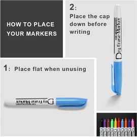 Volcanics Whiteboard Pens Fine Tip Assorted Colours Including 3 Black, 12 Pack Dry Erase Markers with Caps & Magnetic Whiteboard Eraser, Low Odour Ink for School, Office & Home