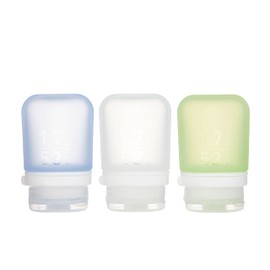humangear GoToob+ Bottles - Silicone Leak-Proof Travel Tubes for Toiletries, Camping & TSA Carry-On (3-Pack), Small (1.7 fl oz; 53ml), Clear/Green/Blue