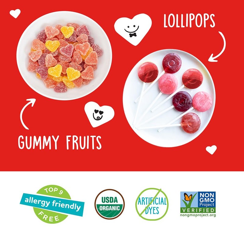 YumEarth Organic Assorted Gummies and Lollipops Valentines, 9.38 Ounce, Allergy