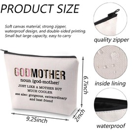 TGBJE Godmother Makeup Bag Zipper Pouch Godmother Proposal Baptism Gift Madrina Gift Christian Religious Cosmetic Bag (C-Godmother MU)