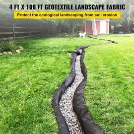 Garvee Geotextile Landscape, 4ft x 100ft & 6oz Geotextile Fabric, PP Drainage 350N Tensile Strength & 440N Load Capacity, for Driveway & Road Stabilizationr, Erosion Control, French Drains