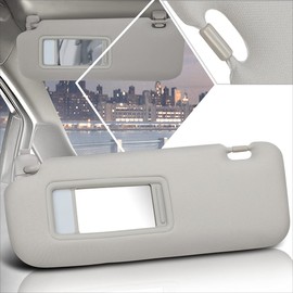 [Left/Driver Side] OE Style Gray Windshield Sun Visor w/Lighted Mirror Compatible with 10-15 Mazda CX-9