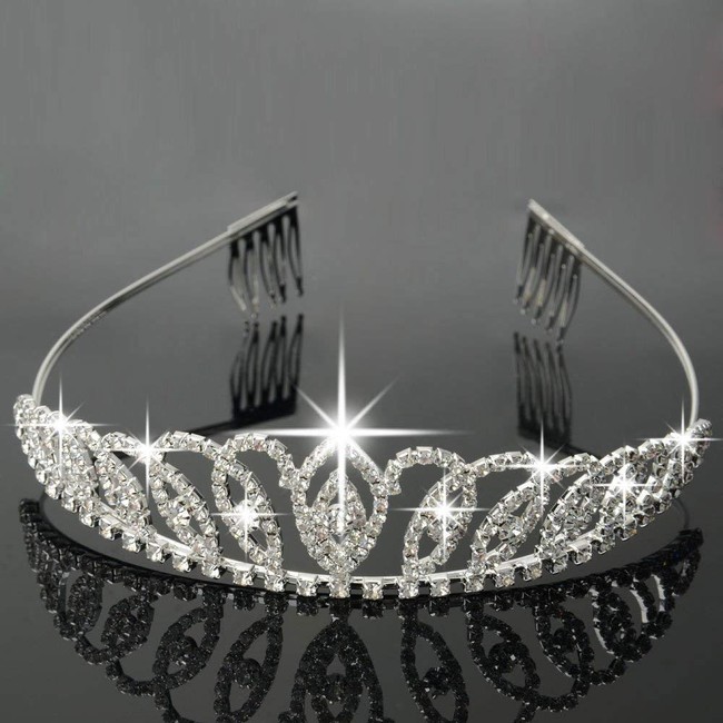 Bseash Silver Crystal Tiara Crown Headband Princess Elegant Crown with combs for Women Girls Bridal Wedding Prom Birthday Party