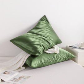 NTBAY 2 Pack Satin King Pillowcases for Hair and Skin, Luxurious and Silky Pillow Cases with Envelope Closure, 20x40 Inches, Olive Green