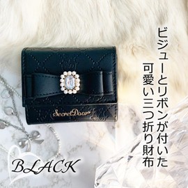 Cross Marberry R71 Ribbon Bijou Wallet, Mini Wallet, Box-Shaped Coin Purse, Trifold Wallet, Palm Size, Mass Production, Mines, Black