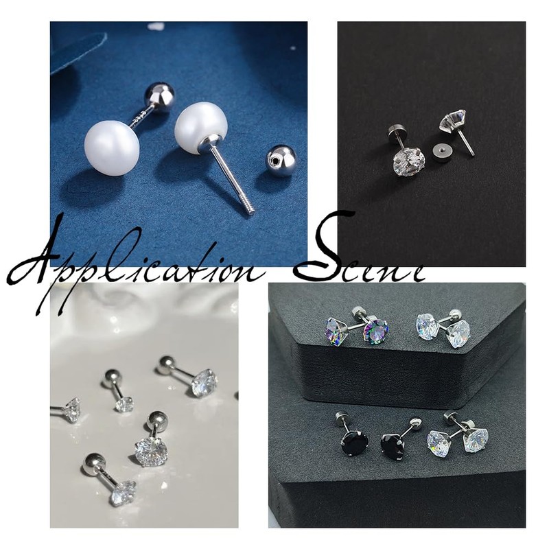 Beebeecraft 40Pcs Screw Ball Ear Backs Flat Round Ear Nuts
