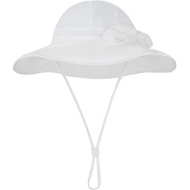 Urban Virgin Baby Girl Sun Hats Summer Baby Hats UPF 50+Toddler Sun Hat Infant with Wide Brim Bucket Hat White 2-4 T