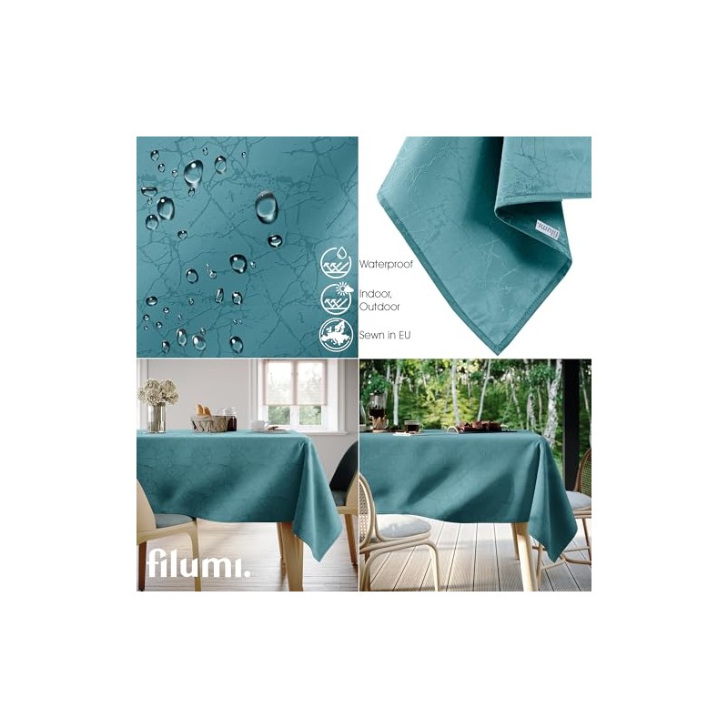 Filumi Tablecloth 110 x 200 cm Blue Washable for Indoor