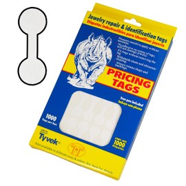 N’icePackaging - 1000 Qty - Tyvek White Barbell Jewelry Price Tags (1.38" x .5") – for Sales/Cleaning/Flea Market/Consignment/Repair/Showcase