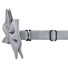 BomGuard Mens Adjustable Bow Tie Pre-Tied with Hook Closure, Suit Tuxedo etc with Hook Closure, silver