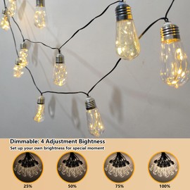 Battery Operated String Lights Outdoor, 22.85FT 20 Vintage Edison Hanging Bulb 100 LED String Lights Indoor Light String with Timer, Patio Outdoor Light for Camping Awning Porch Balcony Party Decor