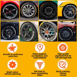 Jietamaseo Paint Pen For Car Tires - White Tire Paint Pen， Waterproof Tire Marker Lettering Paint Pen, Allows You To Get The Real Professional Look Of Car Tires (White-4pcs)