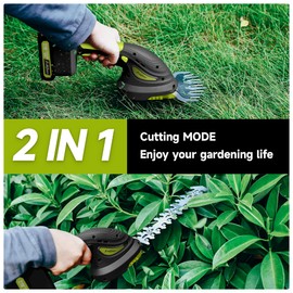 Hedge Trimmer Cordless,2 in 1 Hedge Shrub Grass Shears,21 V Electric Hedge Trimmer Grass Cutter Bush Trimmer with 2 PCS Rechargeable Battery for Garden, Lawn, Yard (Black)