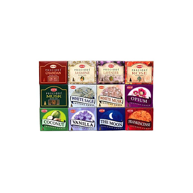 HappyShop Hashimotoya Incense Cones, 12 Varieties 12-Pack Assorted Pack, India,