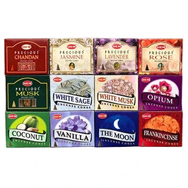 HappyShop Hashimotoya Incense Cones, 12 Varieties 12-Pack Assorted Pack, India, HEM Company, Aroma
