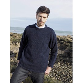 Aran Crafts Men's Irish Cable Knit Jumper (100% Donegal Wool), navy