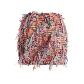 MakeMeChic Women's Tassel Bodycon Mini Skirt Fringe Graphic Print Boho Short Pencil Skirts Dusty Pink Medium