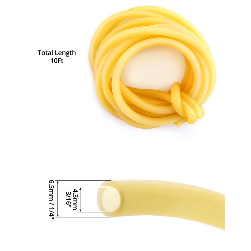 QWORK 10FT 1/4" OD 3/16" ID Natural Latex Rubber Tubing
